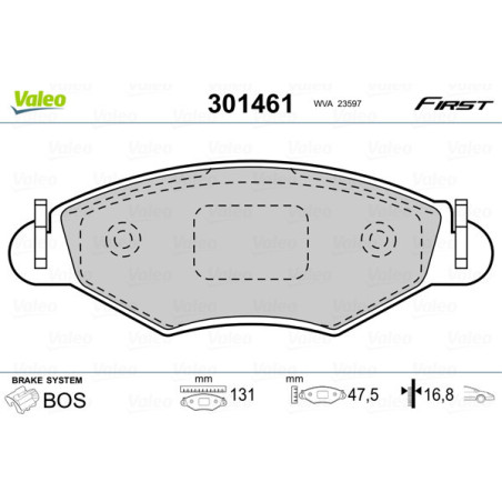 VALEO 301461 Brzdové platničky Predné pre