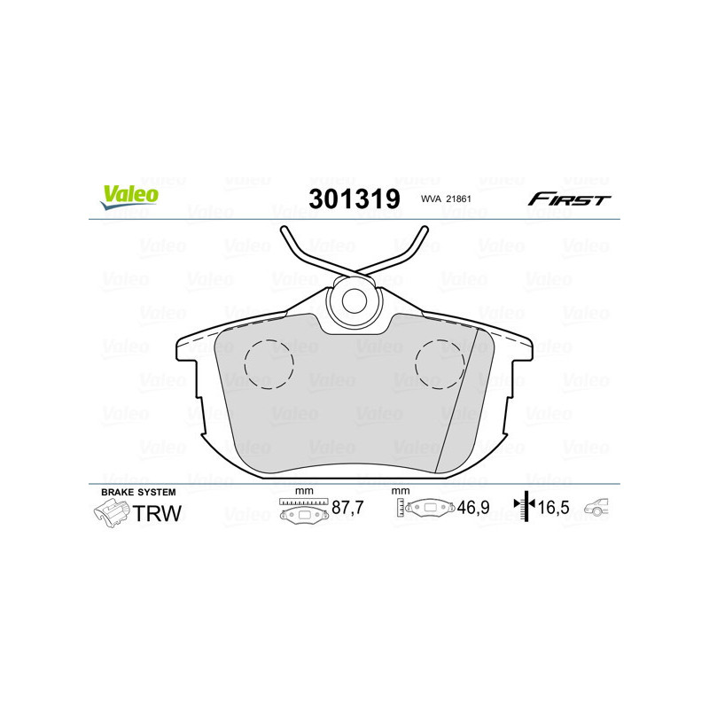 VALEO 301319 Bremsbeläge Hinten für