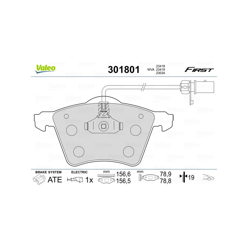 VALEO 301801 Pastiglie freno Anteriore per