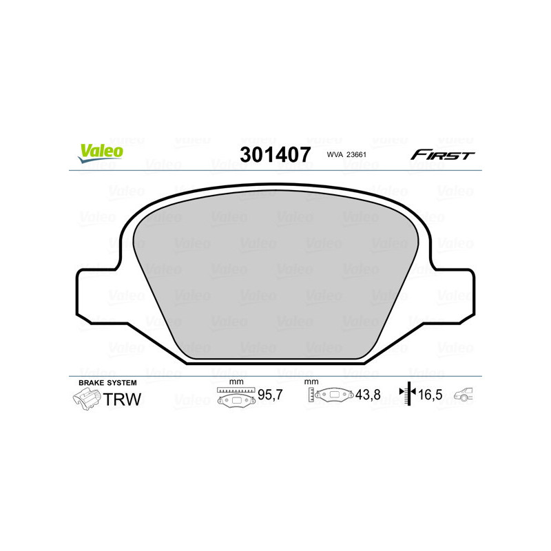 VALEO 301407 Plaquettes de frein Arrière pour