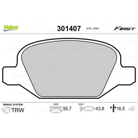VALEO 301407 Brzdové platničky Zadné pre