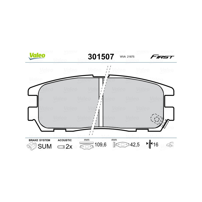 VALEO 301507 Brzdové platničky Zadné pre