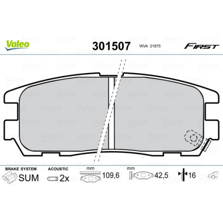 VALEO 301507 Bremsbeläge Hinten für