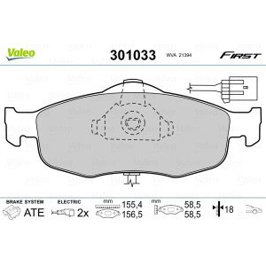 VALEO 301033 Pastillas de freno Delantero para