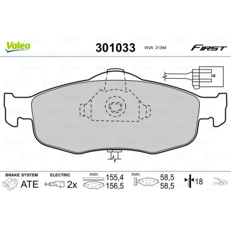 VALEO 301033 Pastiglie freno Anteriore per