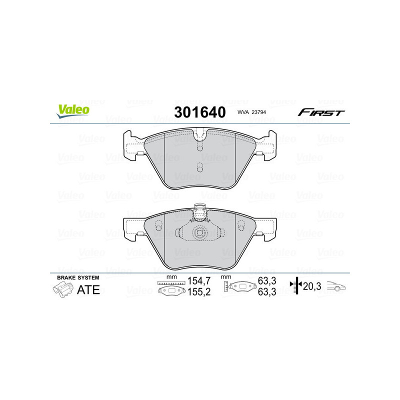VALEO 301640 Brzdové platničky Predné pre