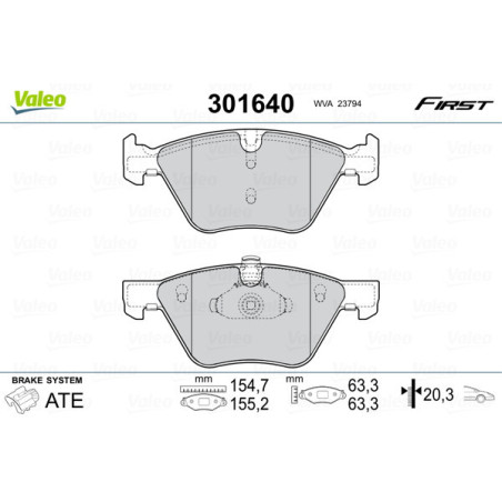 VALEO 301640 Klocki hamulcowe Przód dla