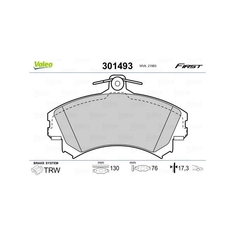 VALEO 301493 Brzdové destičky Přední pro