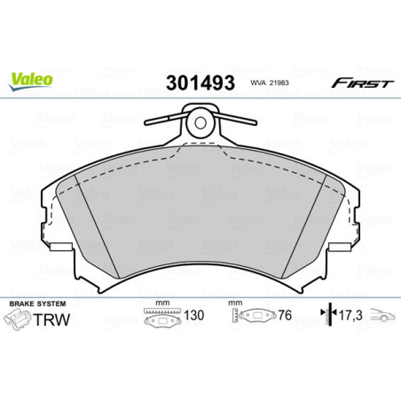 VALEO 301493 Brzdové destičky Přední pro