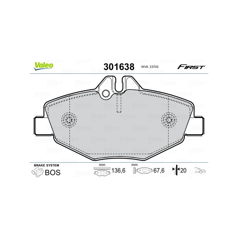 VALEO 301638 Bremsbeläge Vorne für