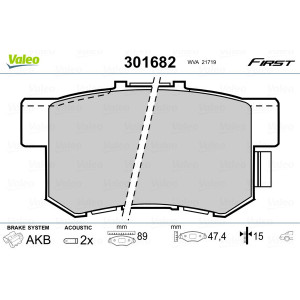 VALEO 301682 Brzdové platničky Zadné pre