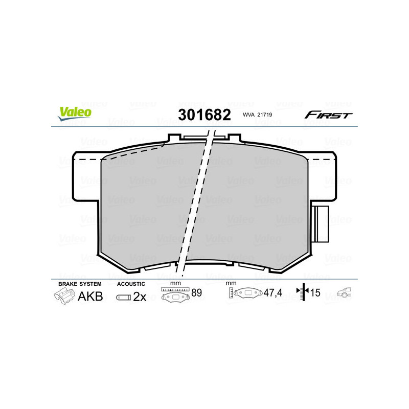 VALEO 301682 Pastillas de freno Trasero para