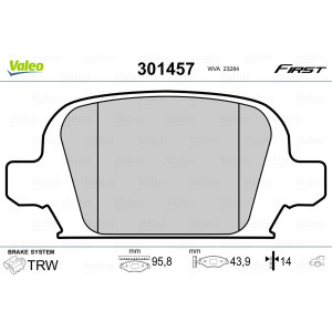 VALEO 301457 Klocki hamulcowe Tył dla
