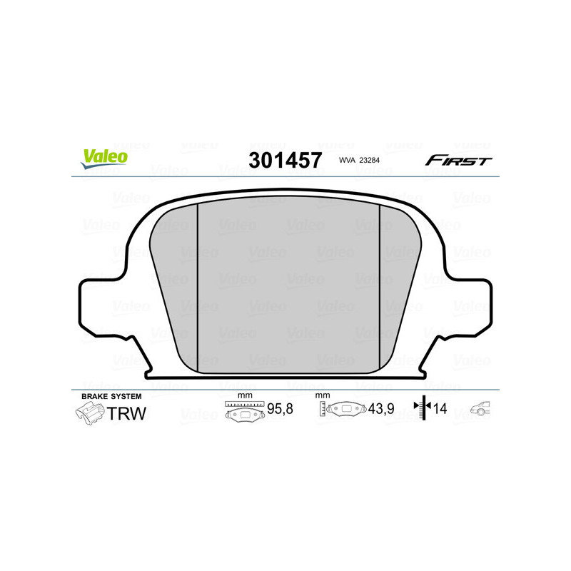 VALEO 301457 Brzdové platničky Zadné pre