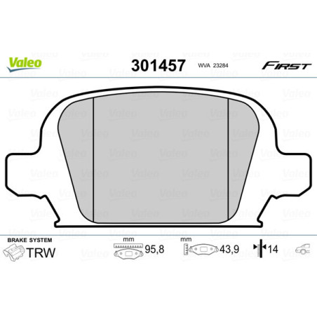 VALEO 301457 Pastillas de freno Trasero para