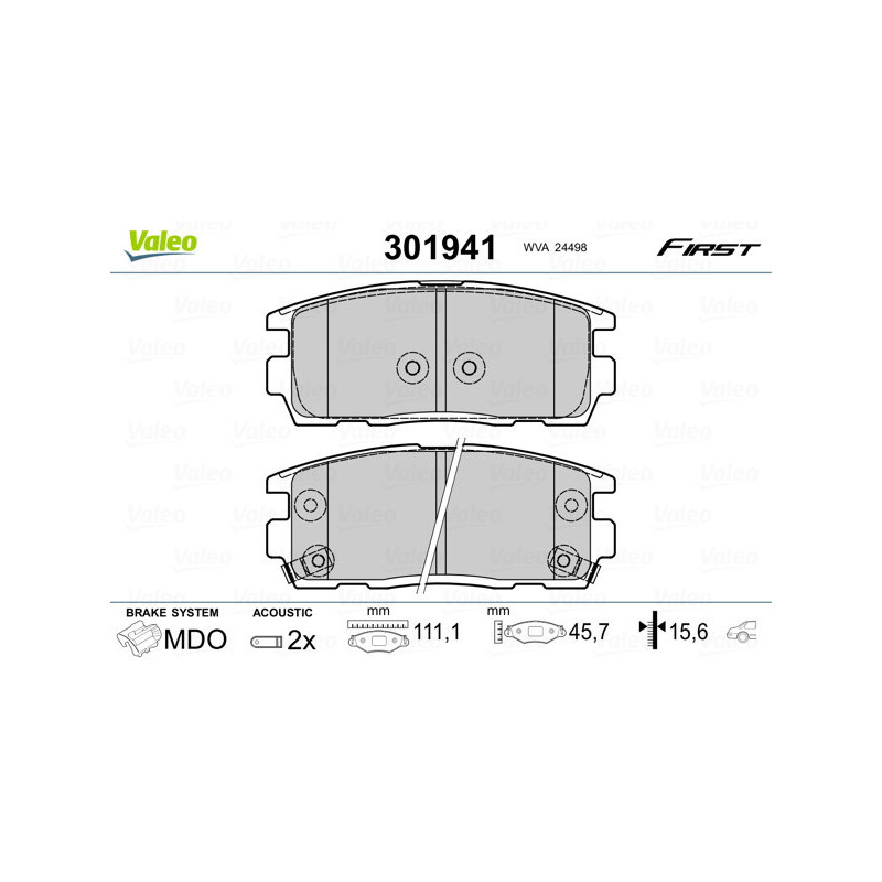 VALEO 301941 Pastiglie freno Posteriore per