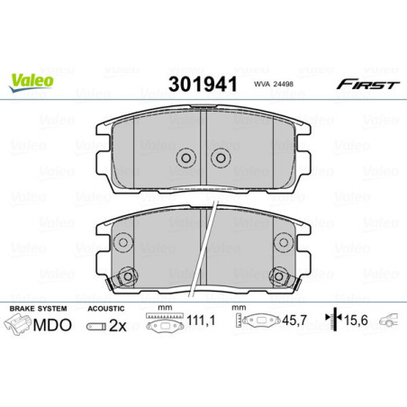 VALEO 301941 Klocki hamulcowe Tył dla