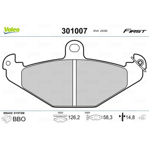 VALEO 301007 Klocki hamulcowe Tył dla
