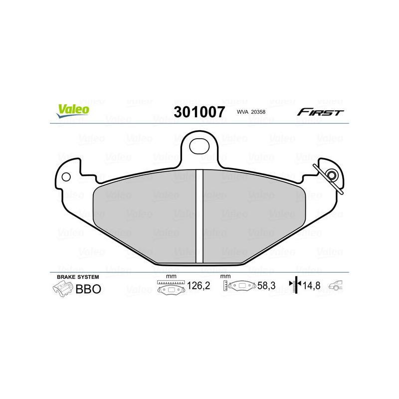 VALEO 301007 Klocki hamulcowe Tył dla