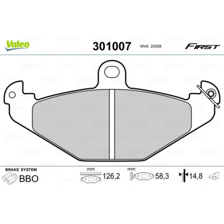 VALEO 301007 Brzdové platničky Zadné pre