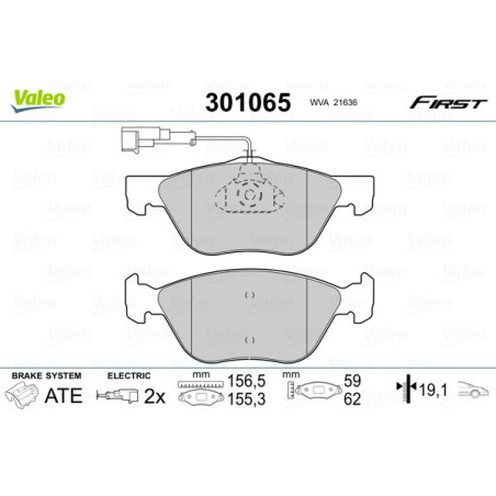 VALEO 301065 Klocki hamulcowe Przód dla