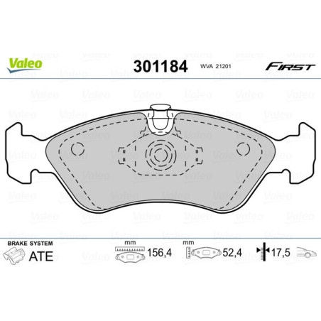 VALEO 301184 Pastillas de freno Delantero para