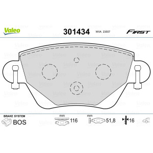 VALEO 301434 Pastiglie freno Posteriore per