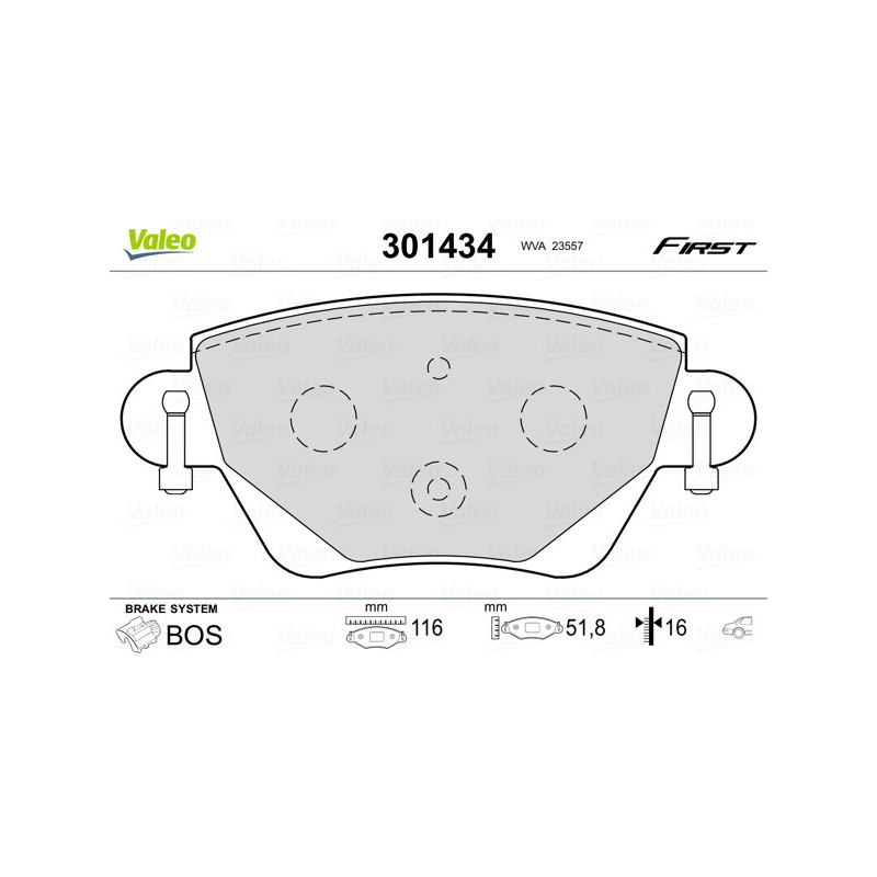 VALEO 301434 Bremsbeläge Hinten für