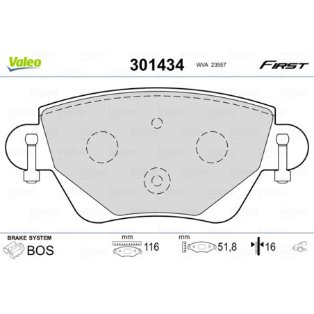VALEO 301434 Klocki hamulcowe Tył dla
