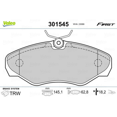 VALEO 301545 Pastiglie freno Anteriore per