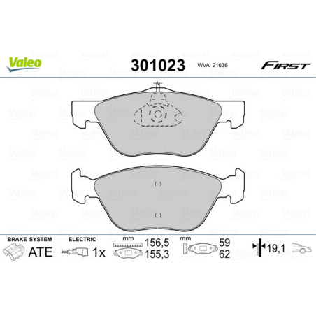VALEO 301023 Klocki hamulcowe Przód dla