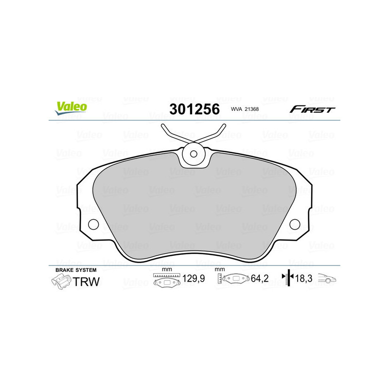 VALEO 301256 Brzdové platničky Predné pre