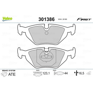 VALEO 301386 Brzdové platničky Zadné pre
