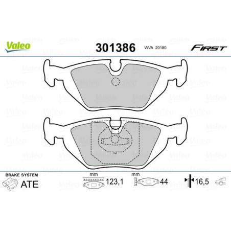 VALEO 301386 Pastillas de freno Trasero para
