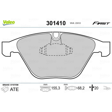 VALEO 301410 Klocki hamulcowe Przód dla