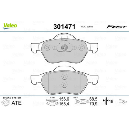 VALEO 301471 Pastillas de freno Delantero para