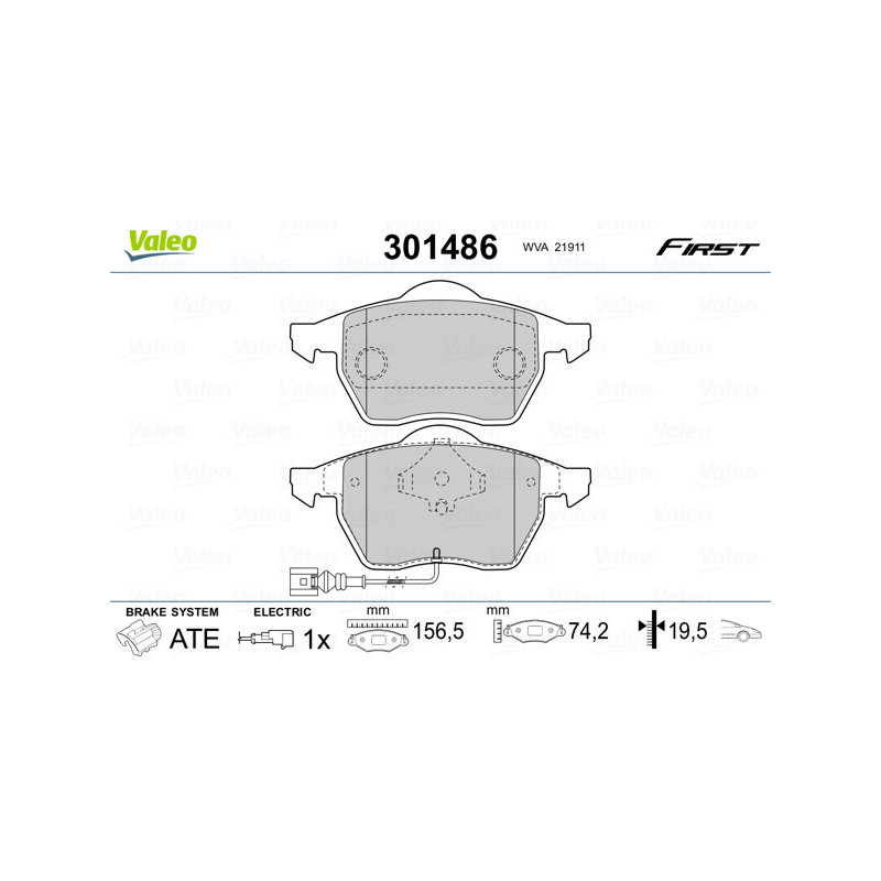 VALEO 301486 Pastillas de freno Delantero para