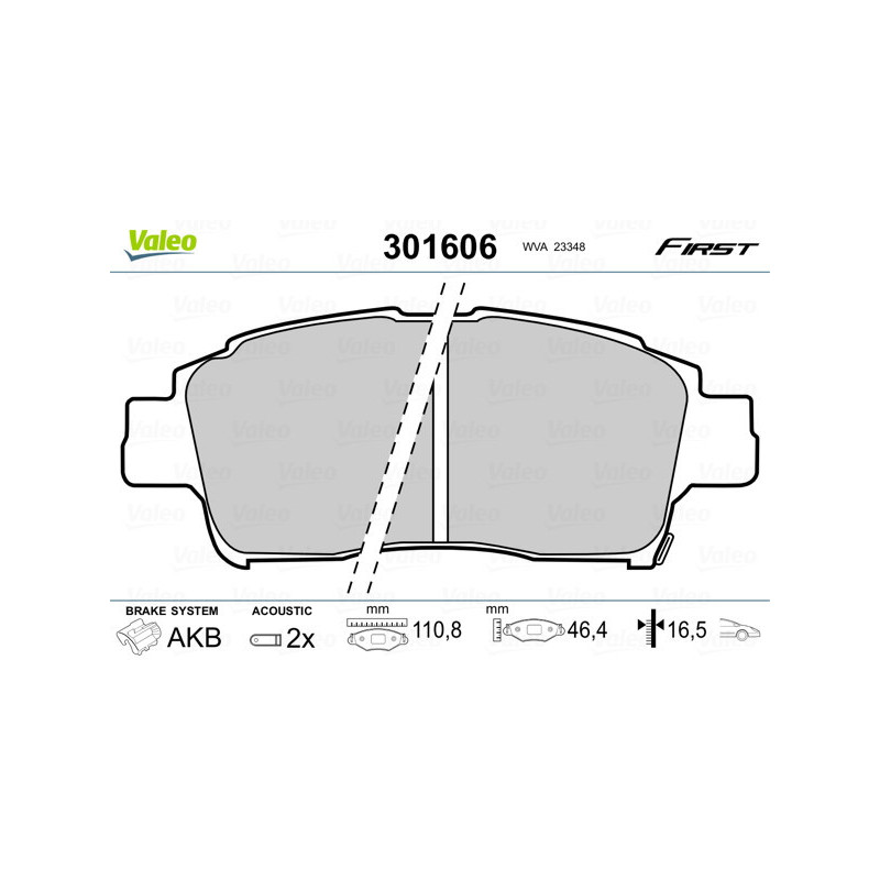 VALEO 301606 Brzdové platničky Predné pre