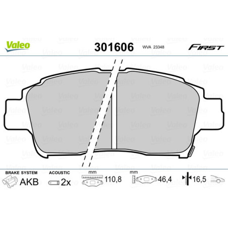 VALEO 301606 Klocki hamulcowe Przód dla