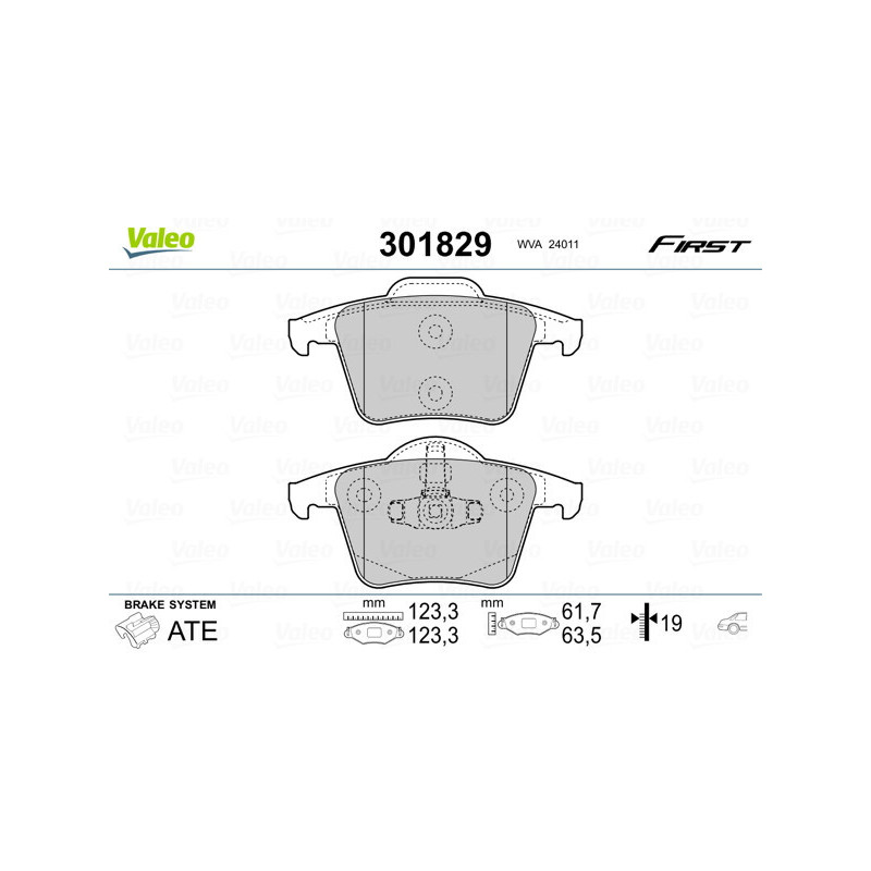 VALEO 301829 Plaquettes de frein Arrière pour