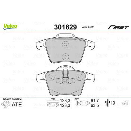 VALEO 301829 Bremsbeläge Hinten für