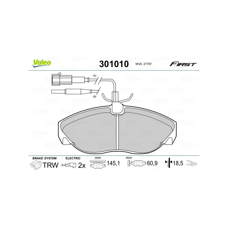 VALEO 301010 Plaquettes de frein Avant pour