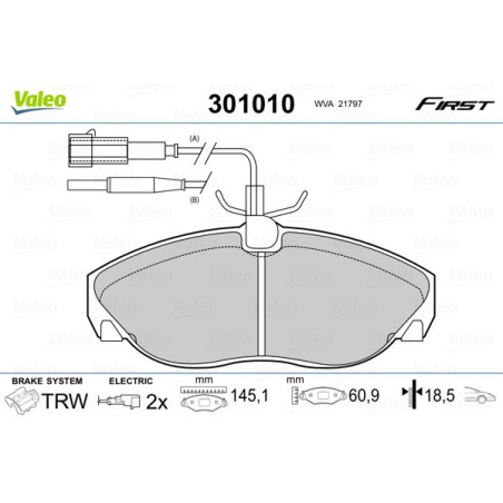VALEO 301010 Plaquettes de frein Avant pour