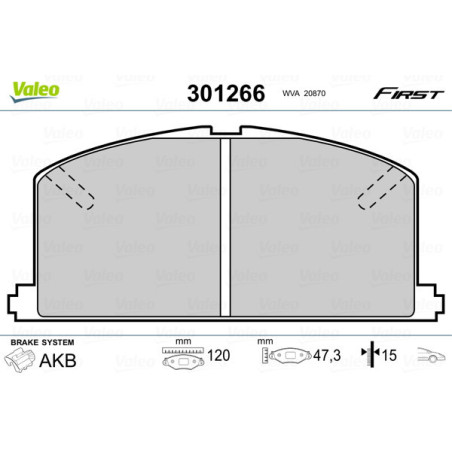 VALEO 301266 Pastillas de freno Delantero para