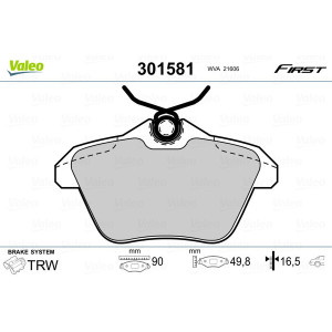 VALEO 301581 Pastiglie freno Posteriore per