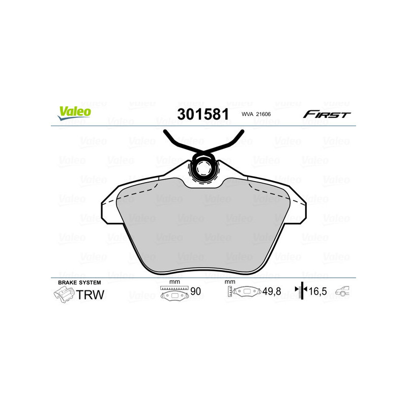 VALEO 301581 Plaquettes de frein Arrière pour