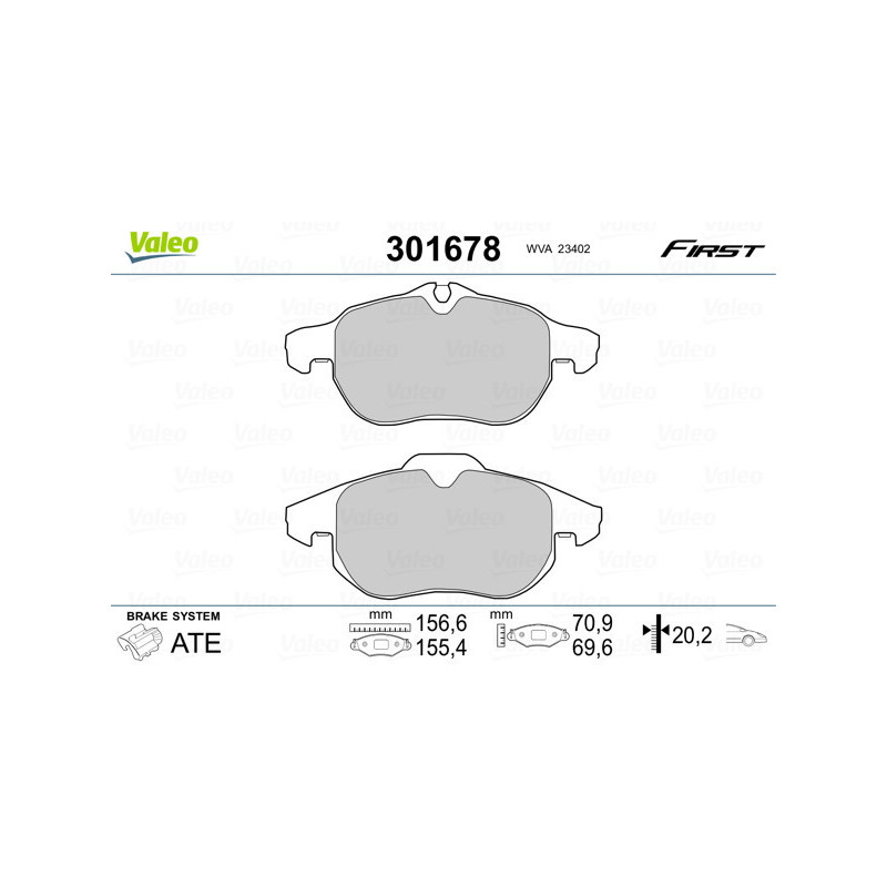 VALEO 301678 Brzdové platničky Predné pre
