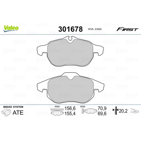 VALEO 301678 Pastiglie freno Anteriore per