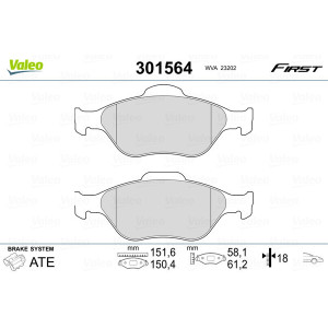 VALEO 301564 Pastiglie freno Anteriore per