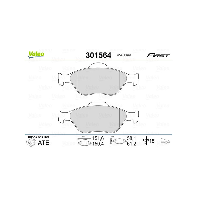 VALEO 301564 Klocki hamulcowe Przód dla